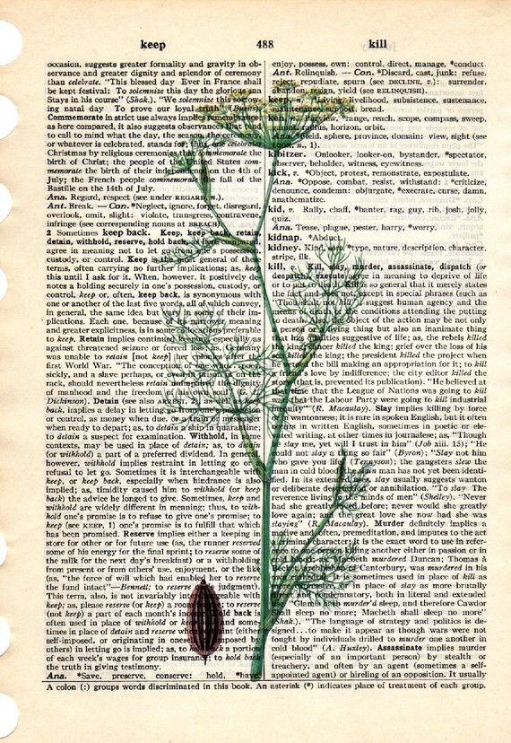 Dictionary Book Page Art print Dill herb