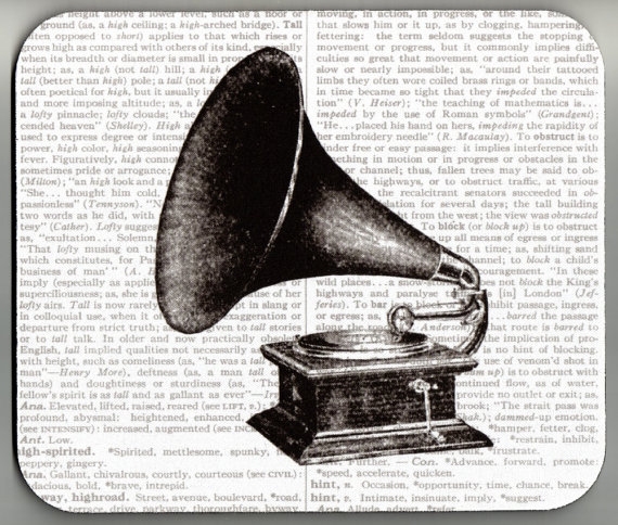 Mouse Pad Vintage 1911 Phonograph Dictionary Book Page decorative unique