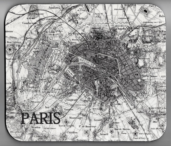 PARIS Map Vintage Image Mouse Pad